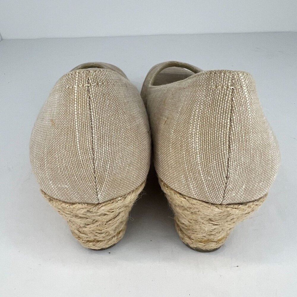 Coach and Four Womens Khaki Open Peep Toe Espadrille Canvas Size 8.5 Sandals - Picture 5 of 9
